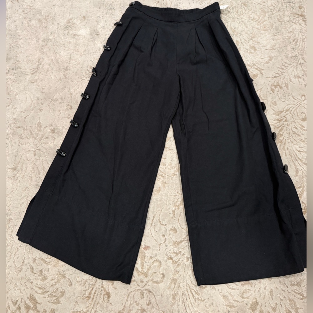 Farm Rio Black Wide Leg Trouser Pants Size Large Pleated Tailored - Picture 9 of 16